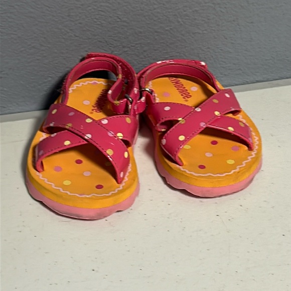 Gymboree Orange/Pink Polka Dot Sandals Sz 4 - Picture 1 of 5